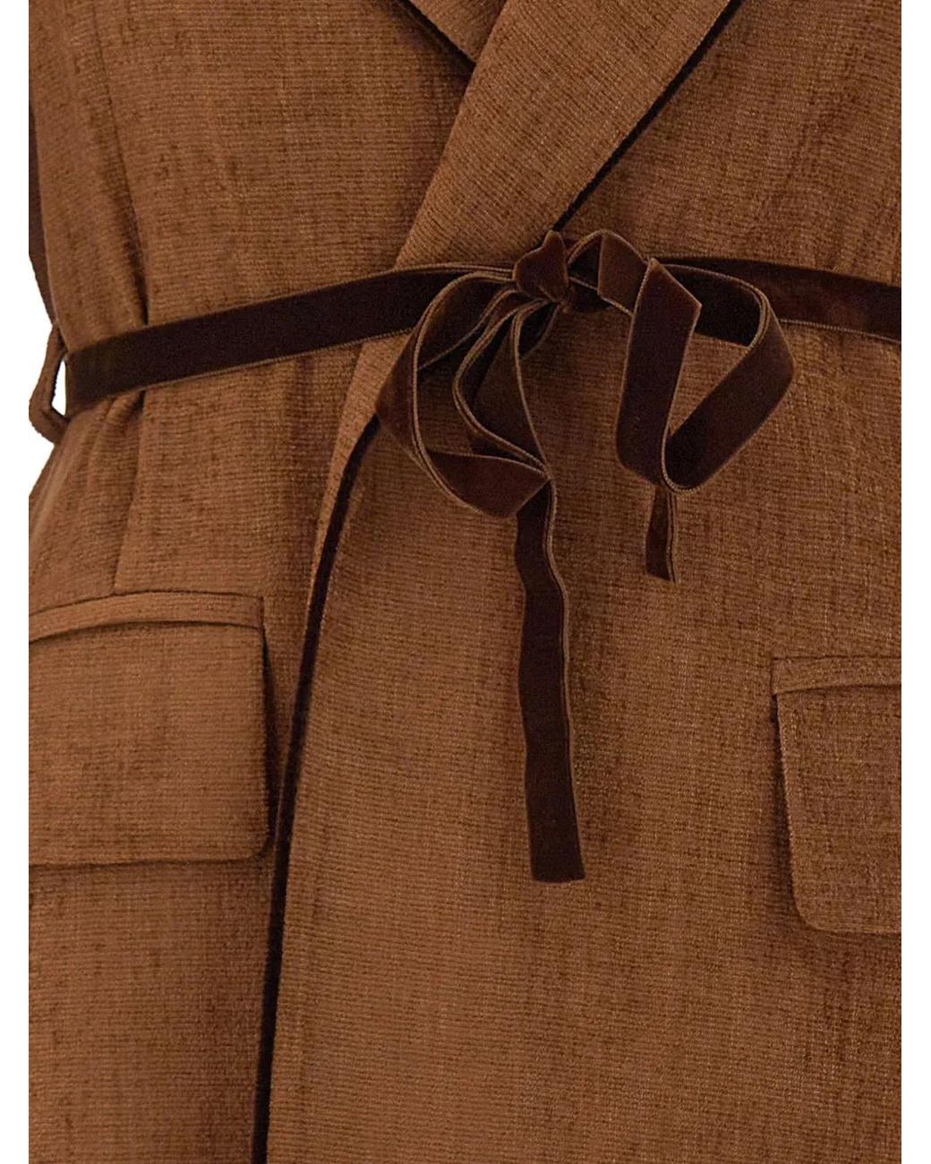Kaos Brown Belted Suede-Effect Blazer