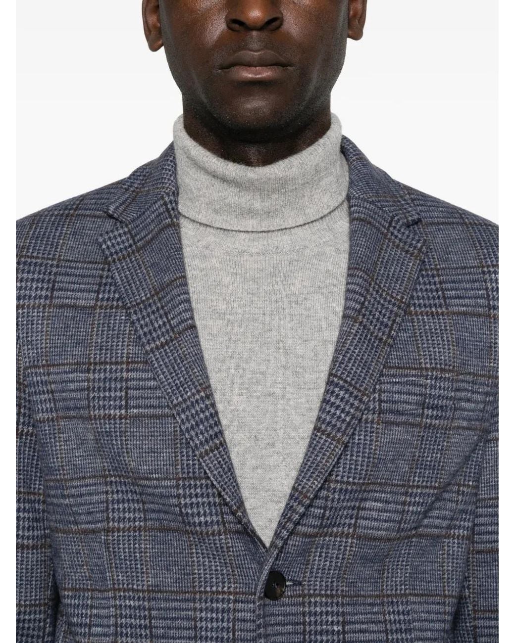 Harris Wharf London Gray Check-Pattern Virgin Wool Jacket for men