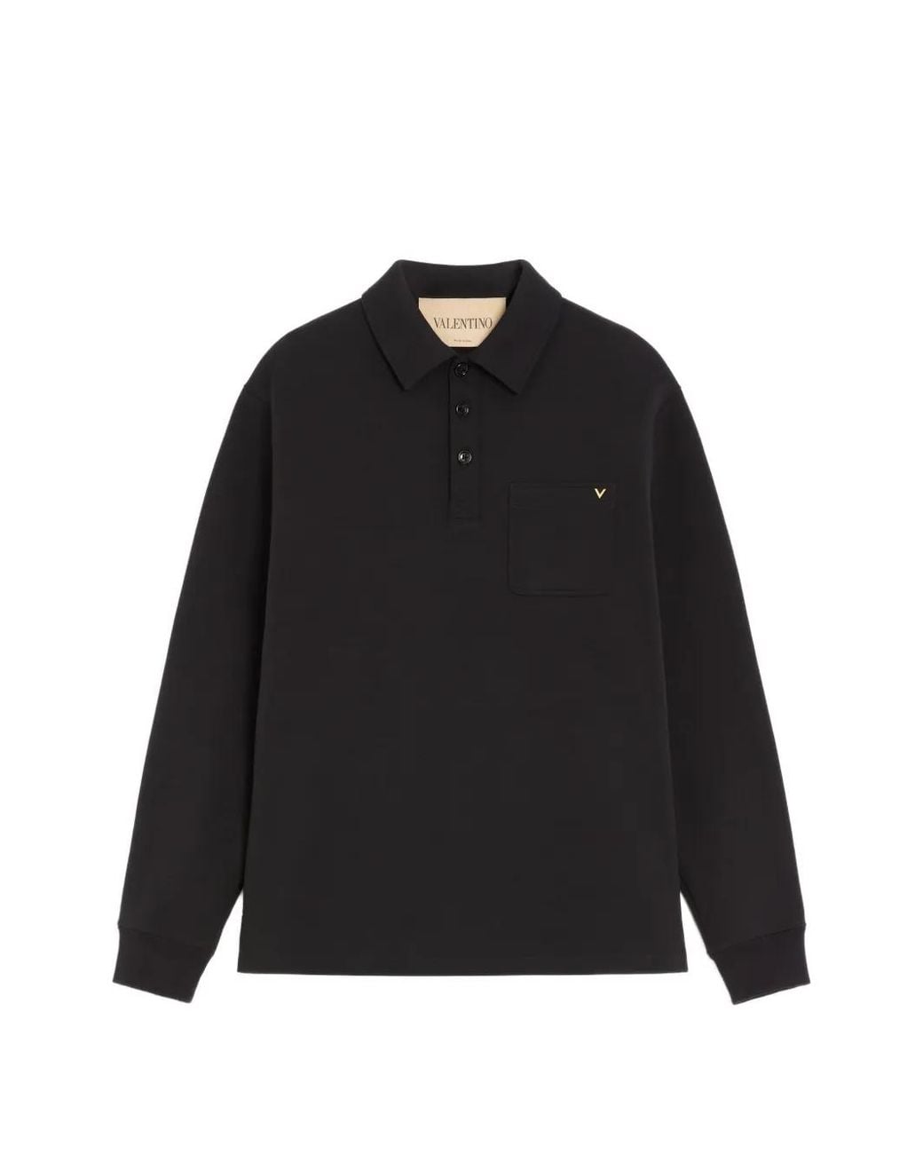 Valentino Garavani Black Cotton Polo Shirt With Vgold for men