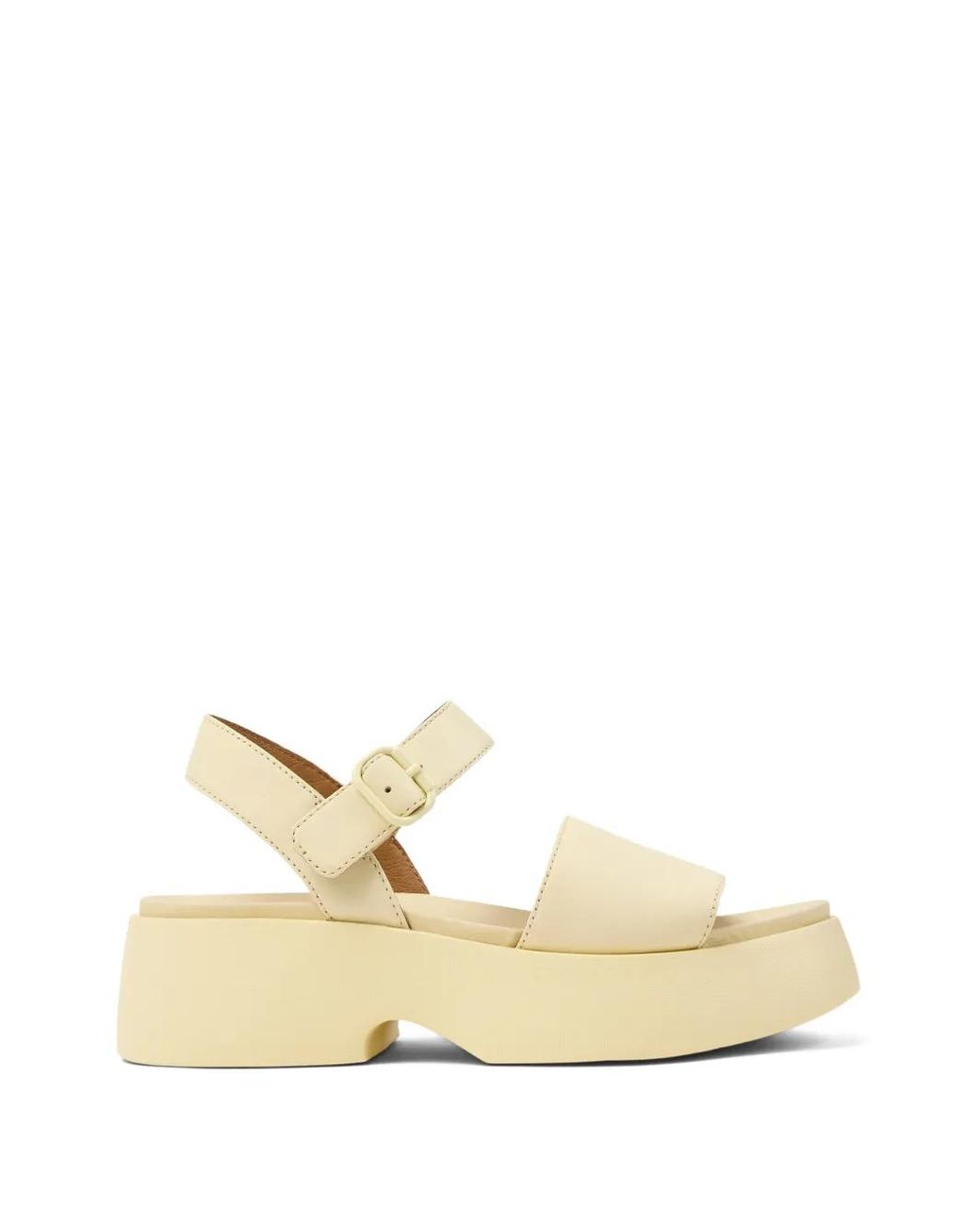 Camper Natural Tasha Buckle Leather Sandals