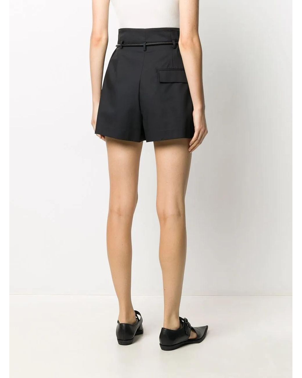 3.1 Phillip Lim Black Paperbag-Waist Mini Shorts