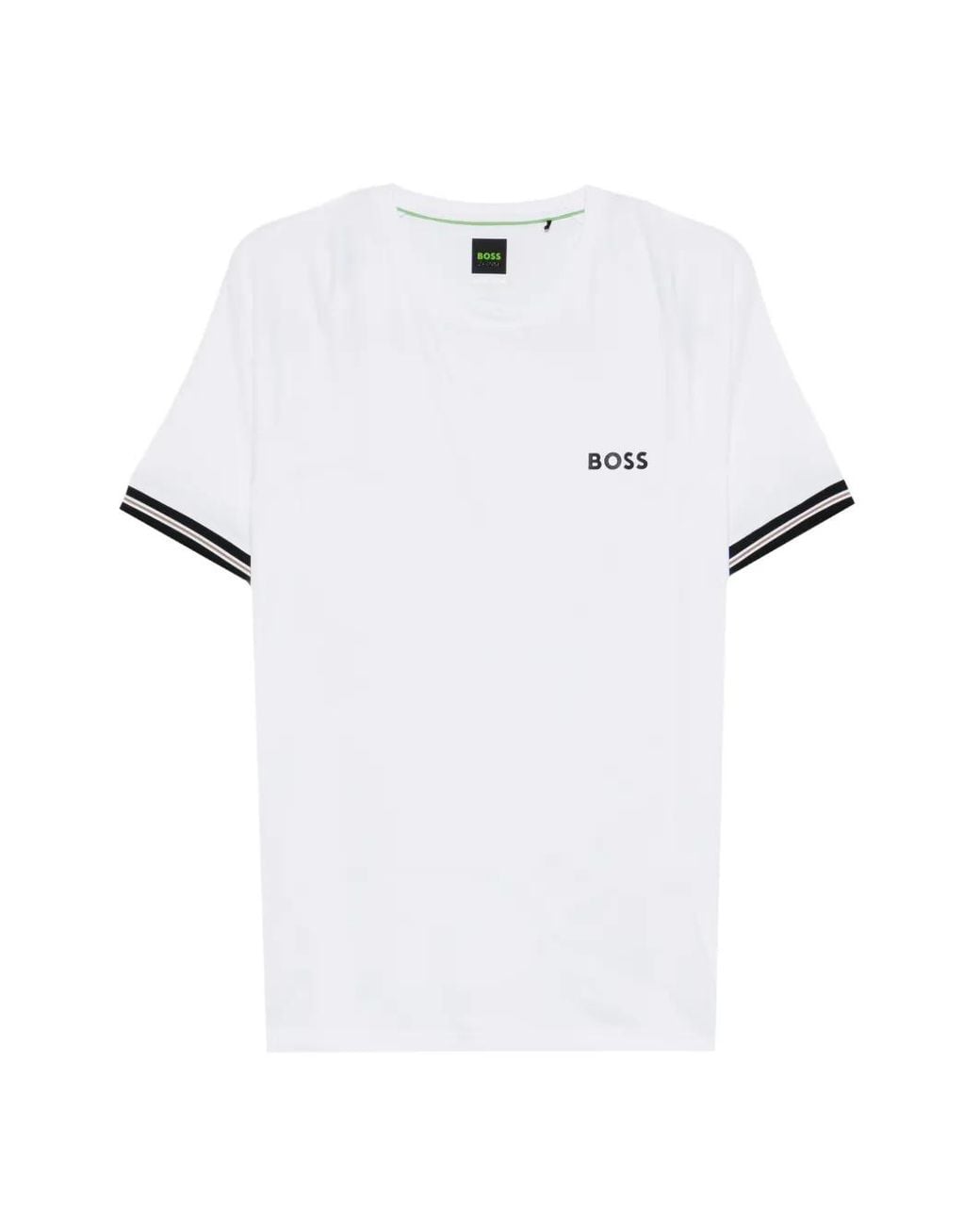 Boss White Active Slim-Fit T-Shirt With Tennis-Ball Eming for men