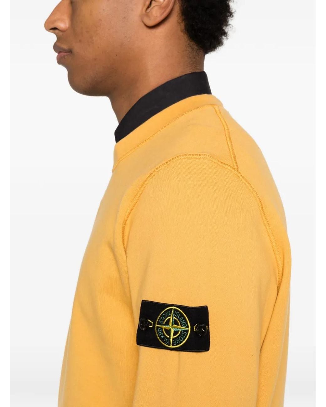 Stone Island Orange Organic Cotton Fleece Sweatshirt for men