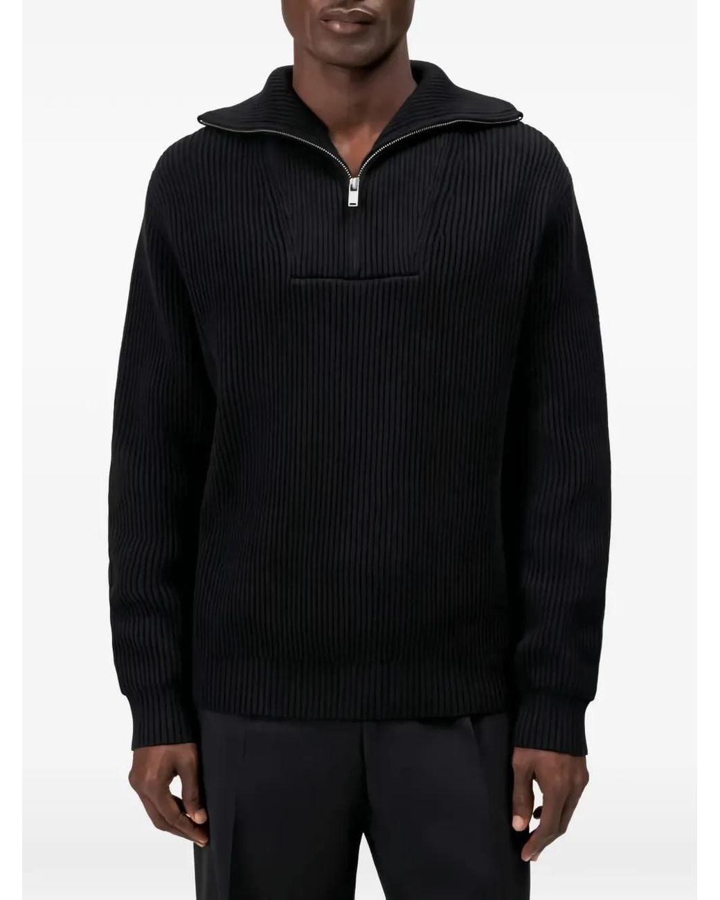 Drykorn Black Manuelo 2 Ribbed-Knit Quarter-Zip Sweater for men