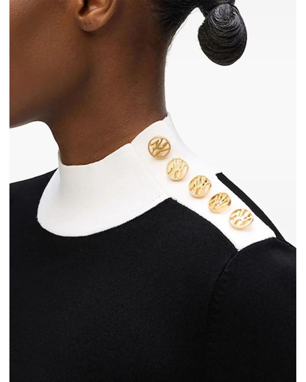 Karl Lagerfeld Blue Button-Detail Sweater