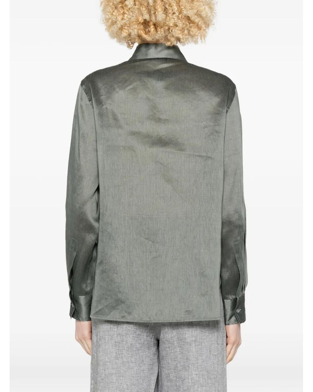 Peserico Gray Jewel-Trim Shirt
