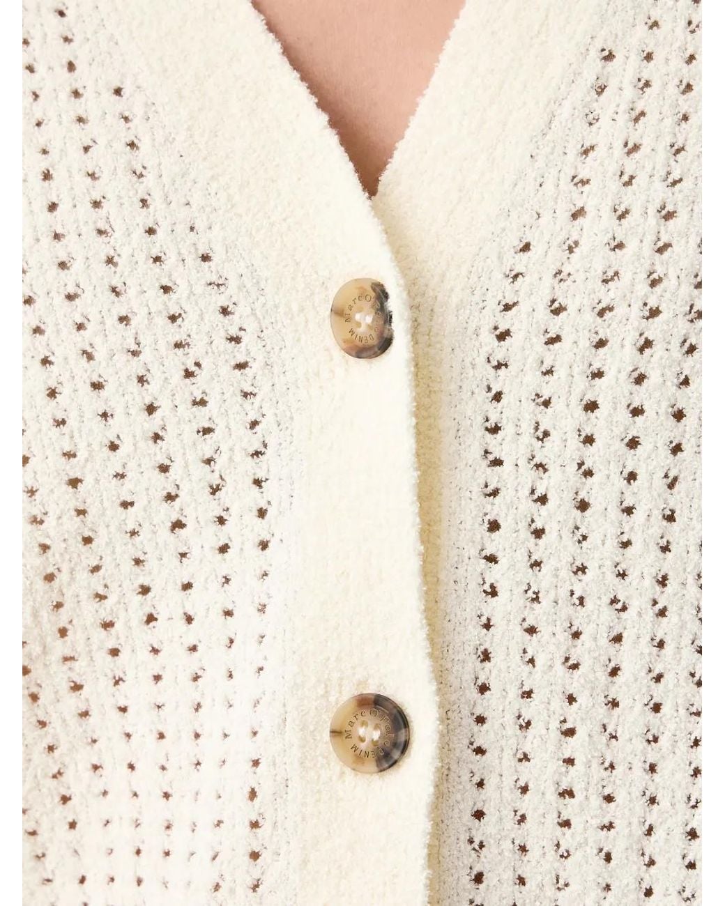 Marc O' Polo White Pointelle-Knit Cardigan