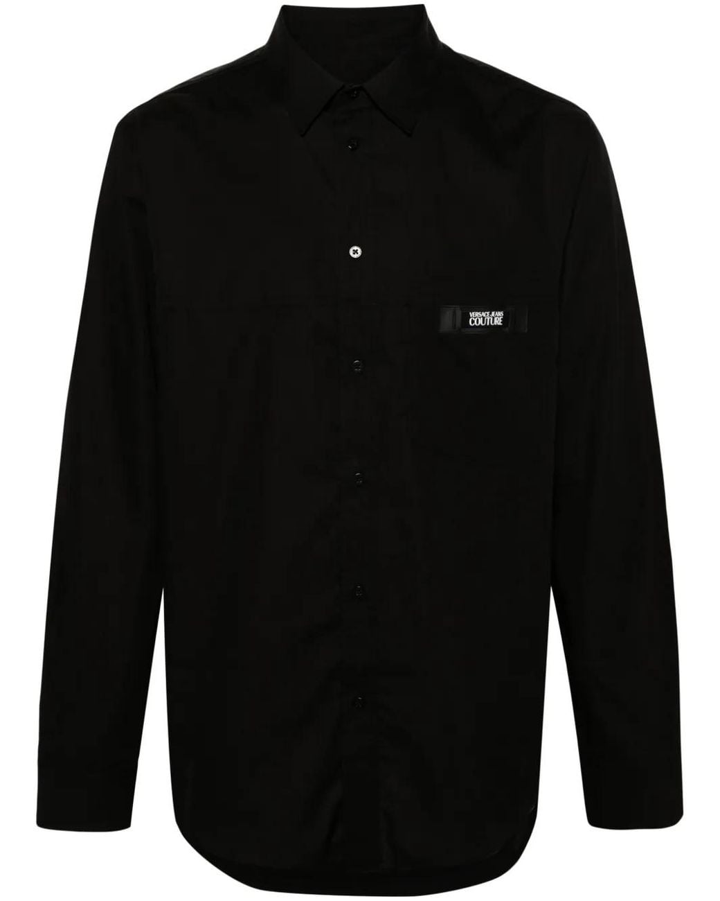 Versace Jeans Couture Black Logo-Patch Cotton Shirt for men