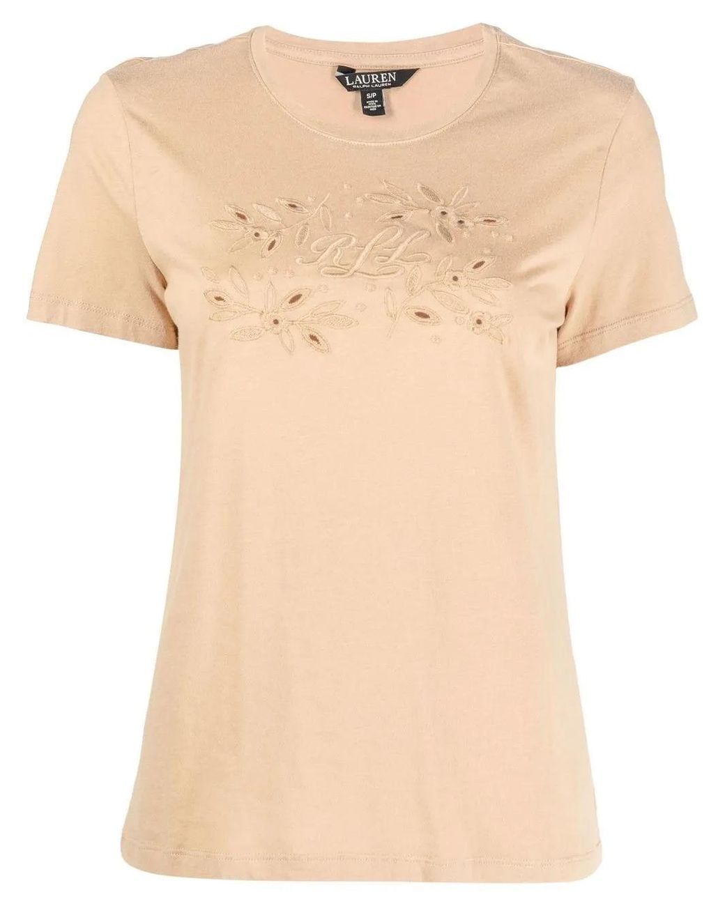 Ralph Lauren Natural Katlin Embroidered-Detail T-Shirt