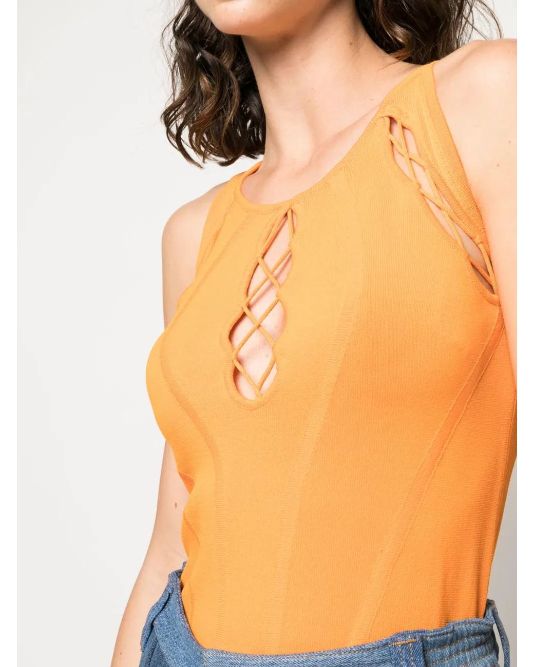 Top Con Cordones BCBGMAXAZRIA de color Orange