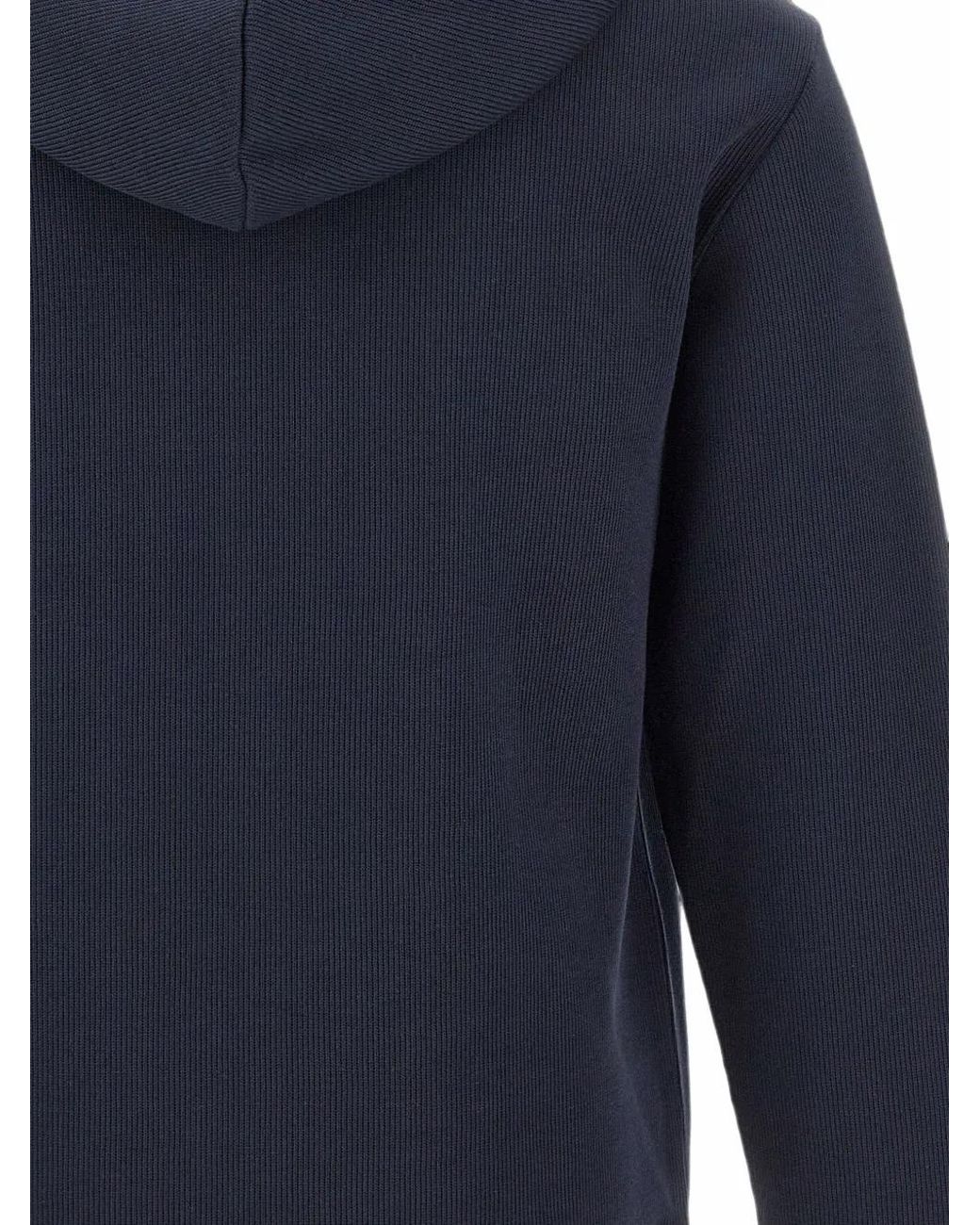 EA7 Gerippter Hoodie Mit Logo-Patch in Blue für Herren