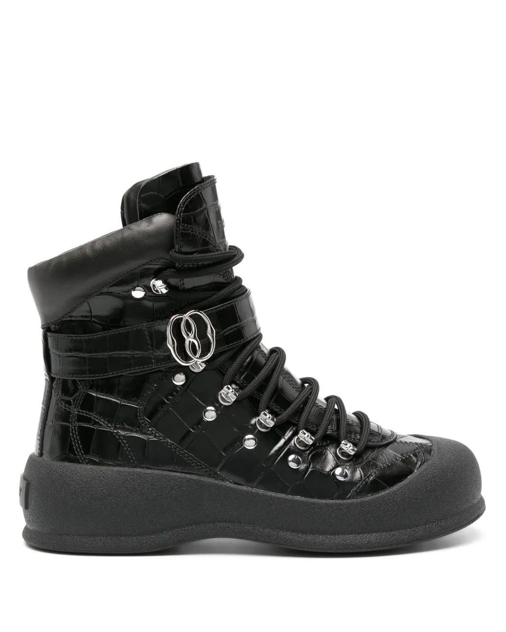 Bally Black Stiefel Mit Kroko-Effekt