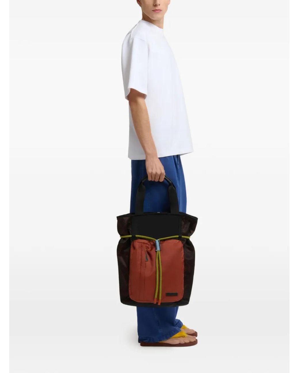 Marni Black Mesh-Panels Tote Bag for men