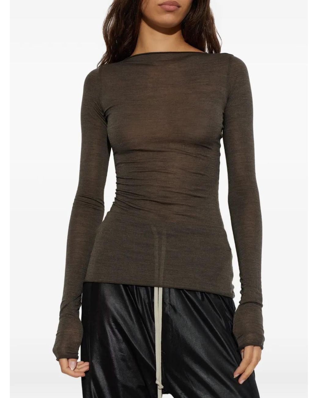 Rick Owens Black T-Shirt Ls T Transparent À Manches Longues