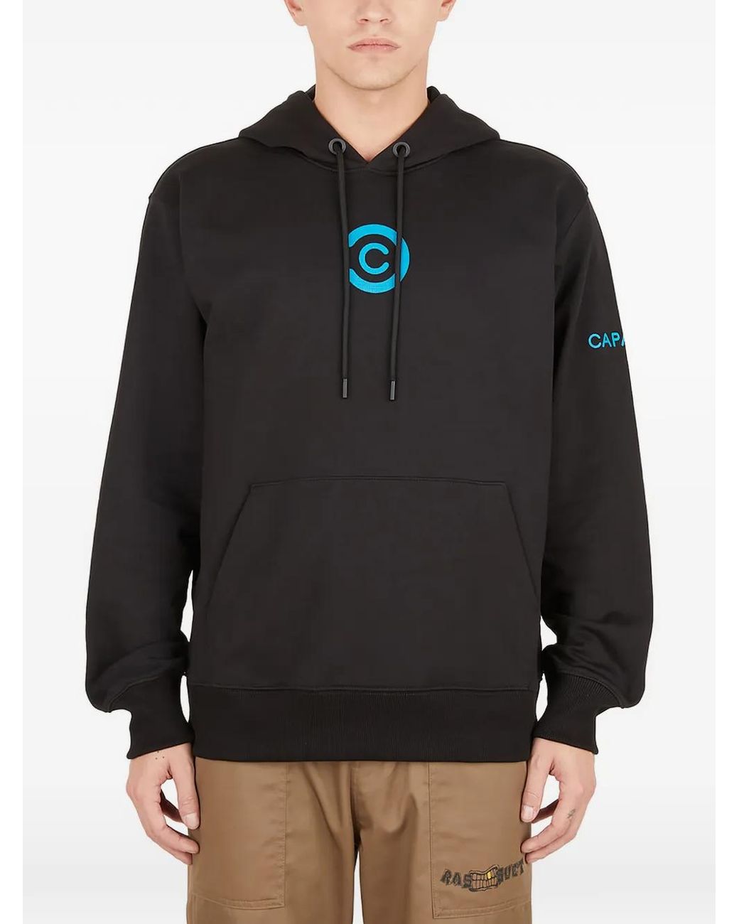CAPASA MILANO Gray Drawstring-Fastening Logo-Detail Hoodie for men