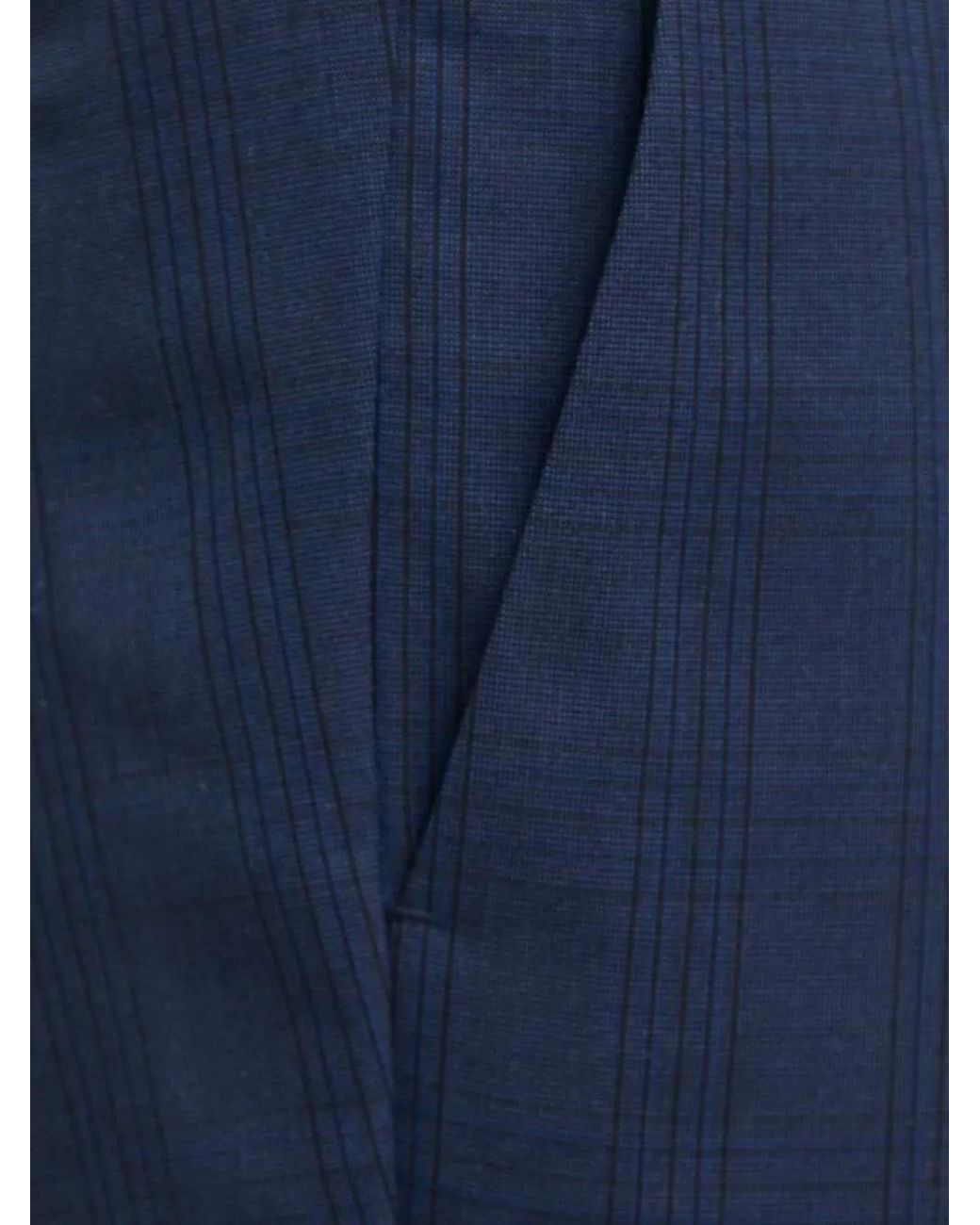 Sisley Blue Check-Pattern Pleated Trousers for men