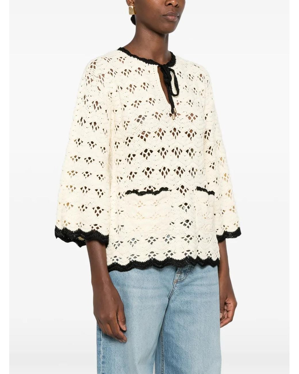 Zimmermann Natural Haut Tunique Aster En Crochet