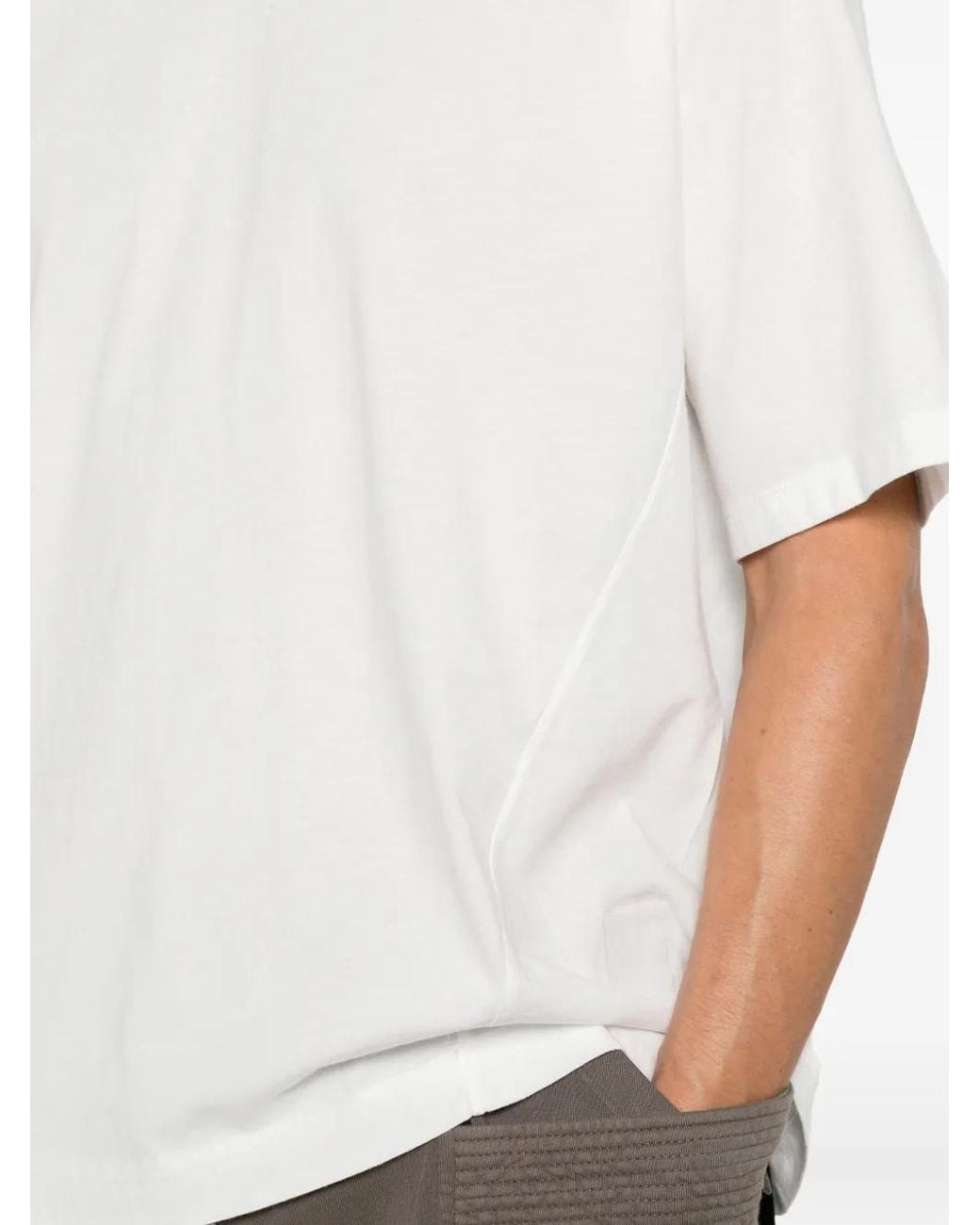 Rick Owens White Midweight Cotton Ribbed Crewneck T-Shirt for men
