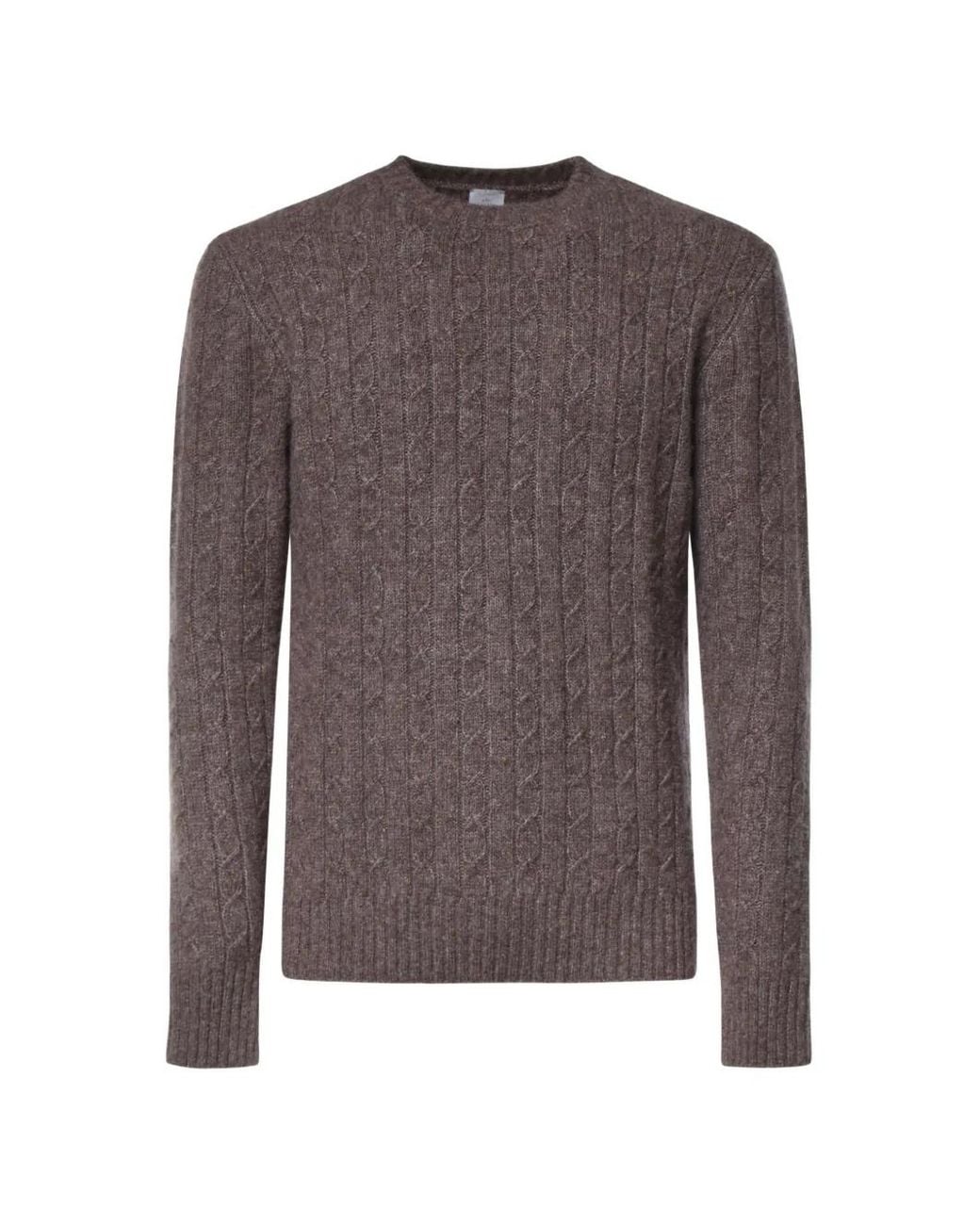 Eleventy Brown Cable-Knit Sweater for men
