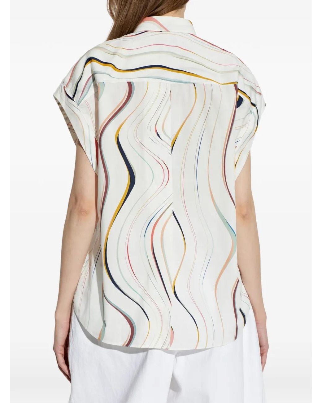 Paul Smith White Striped-Pattern Chest-Pocket Shirt