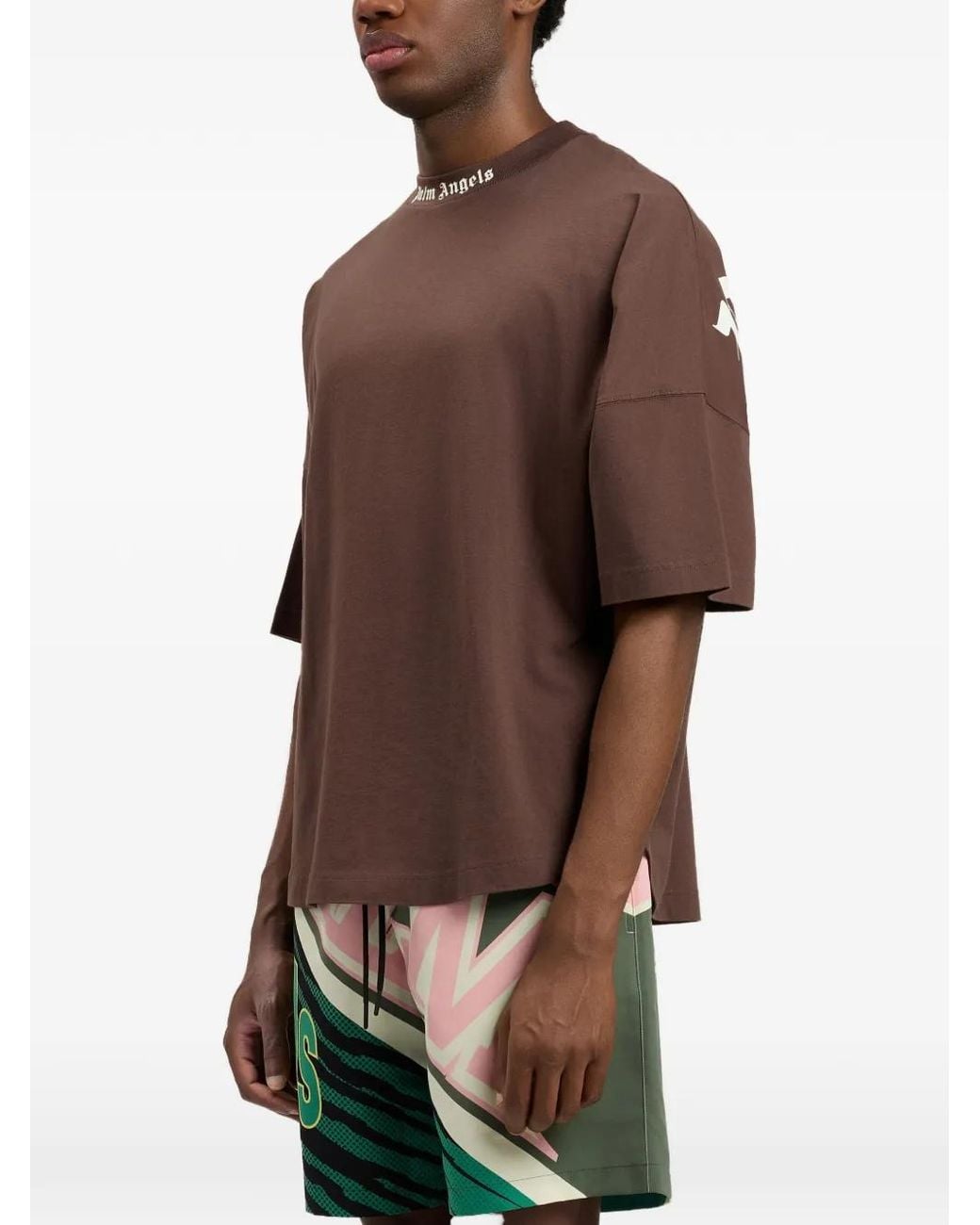 Palm Angels Brown Off Cotton T-Shirt for men