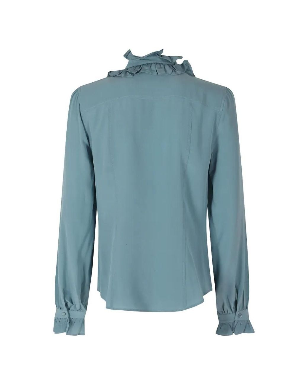 Ulla Johnson Blue Catroux Ruffled Silk Blouse