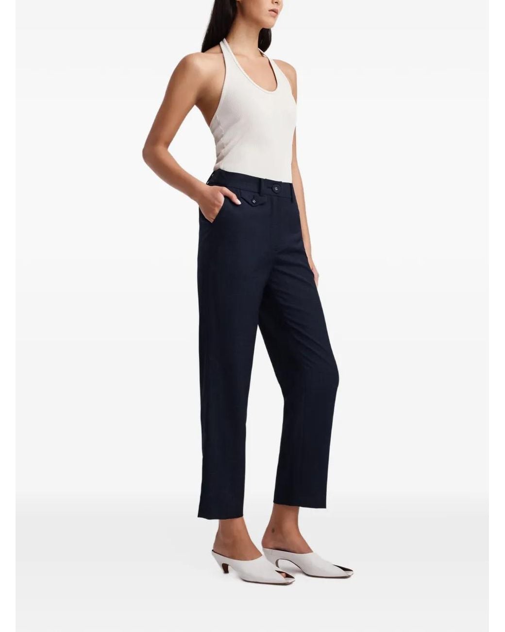 Anna Quan Blue Juliette Check-Pattern Trousers