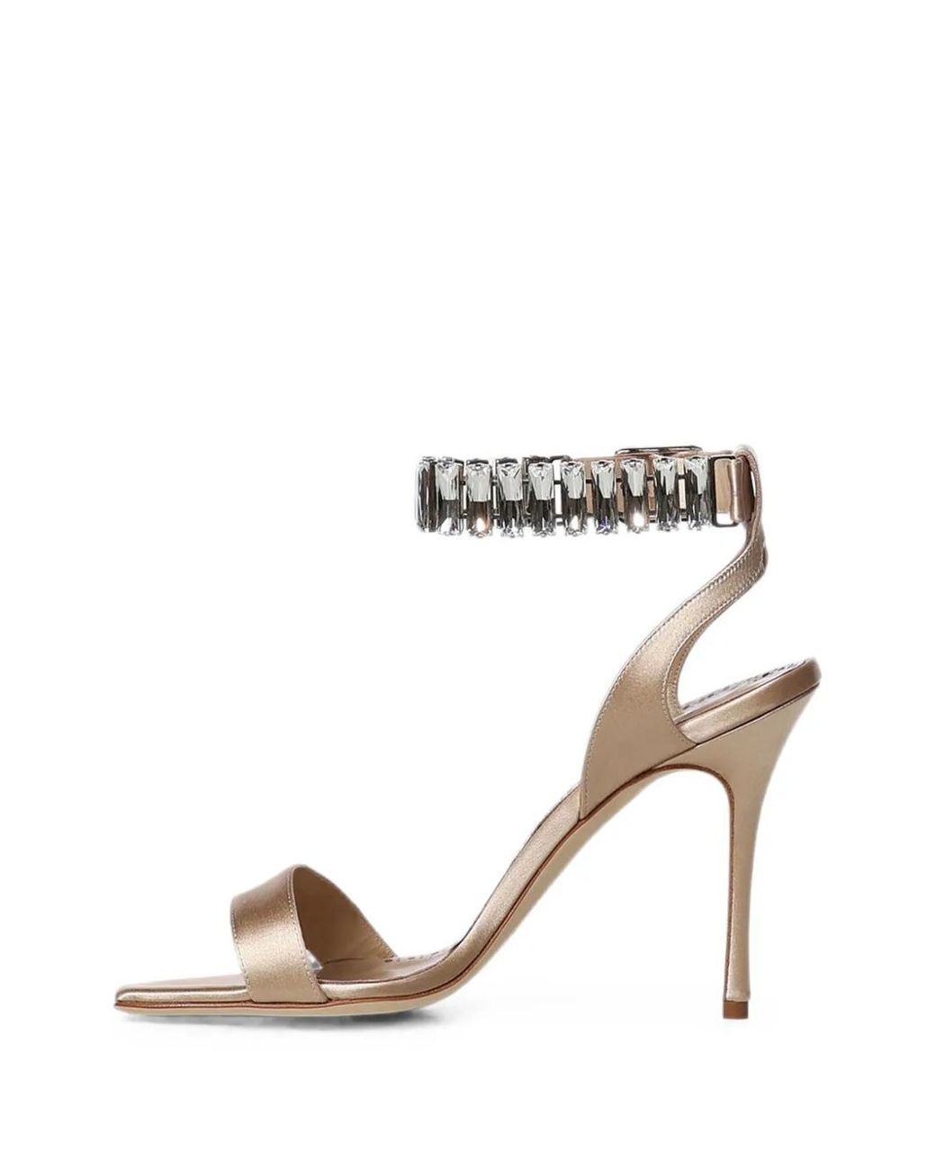 Manolo Blahnik White Bayosan Crystal-Embellished Buckle-Fastening Sandals