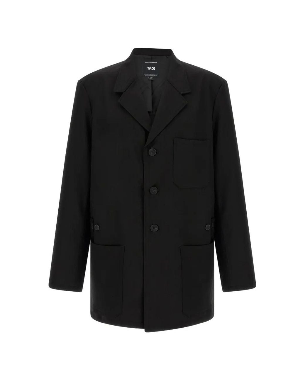 Y-3 Black Wool Chore Coat for men