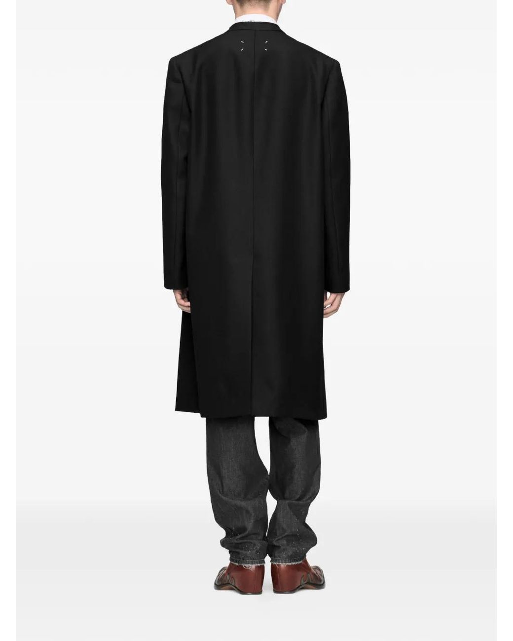 Maison Margiela Black Raw-Edge Single-Breasted Coat for men
