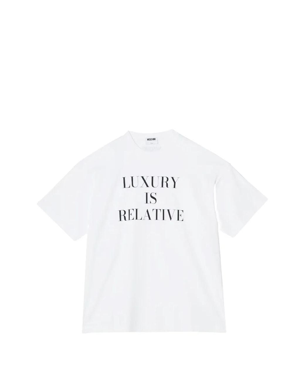 Moschino White Slogan-Print Drop-Shoulder T-Shirt