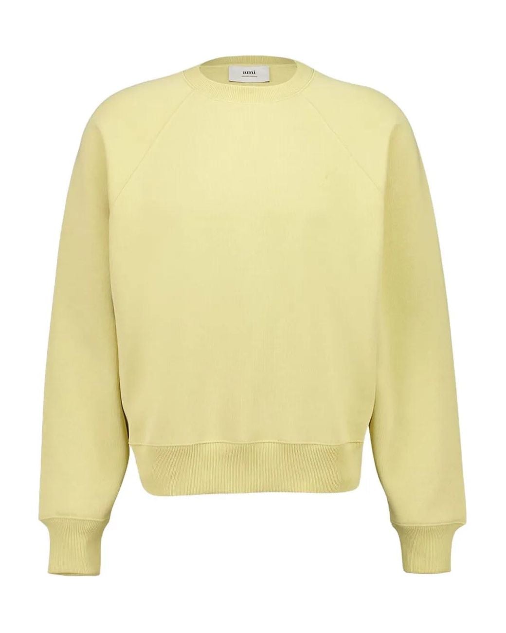 AMI Yellow Crewneck Logo Sweatshirt for men