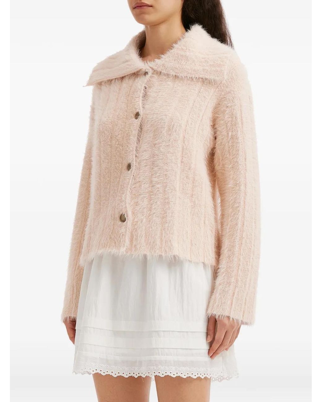 B+ AB Natural Buttoned Collar Cardigan