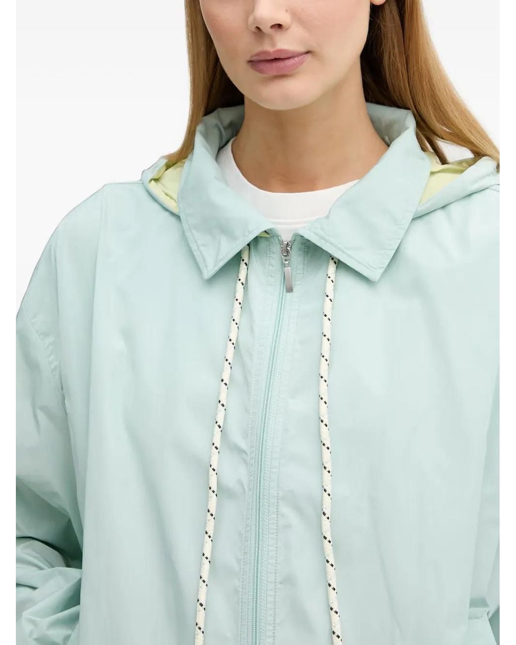 Benetton Blue Drawstring-Hooded Elasticated-Hem Jacket