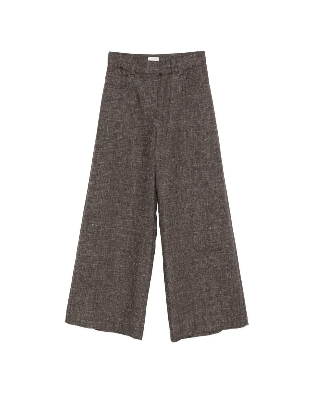 Alysi Gray Wide-Leg Tailored Trousers