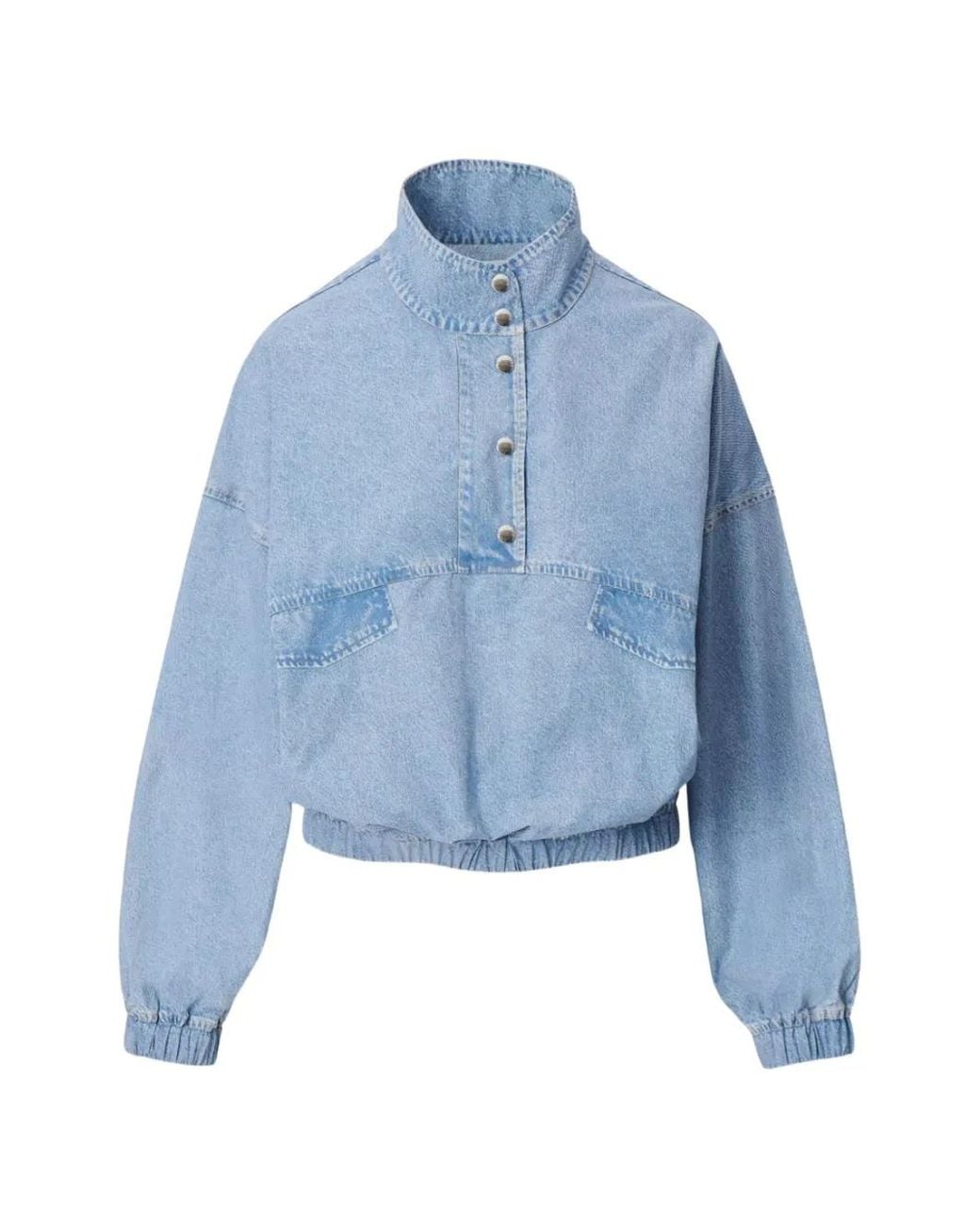 Rag & Bone Blue Haut En Jean Miramar À Col Cheminée À Boutons Pression