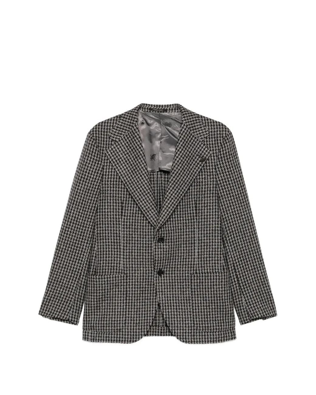 Gabriele Pasini Gray Blazer Boutonné À Motif Pied-De-Poule for men