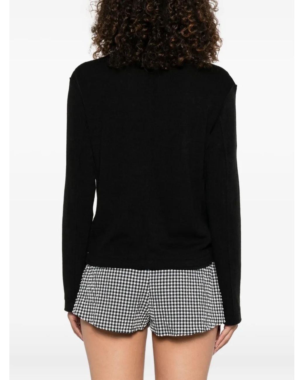 R13 Black Wrap-Effect Top