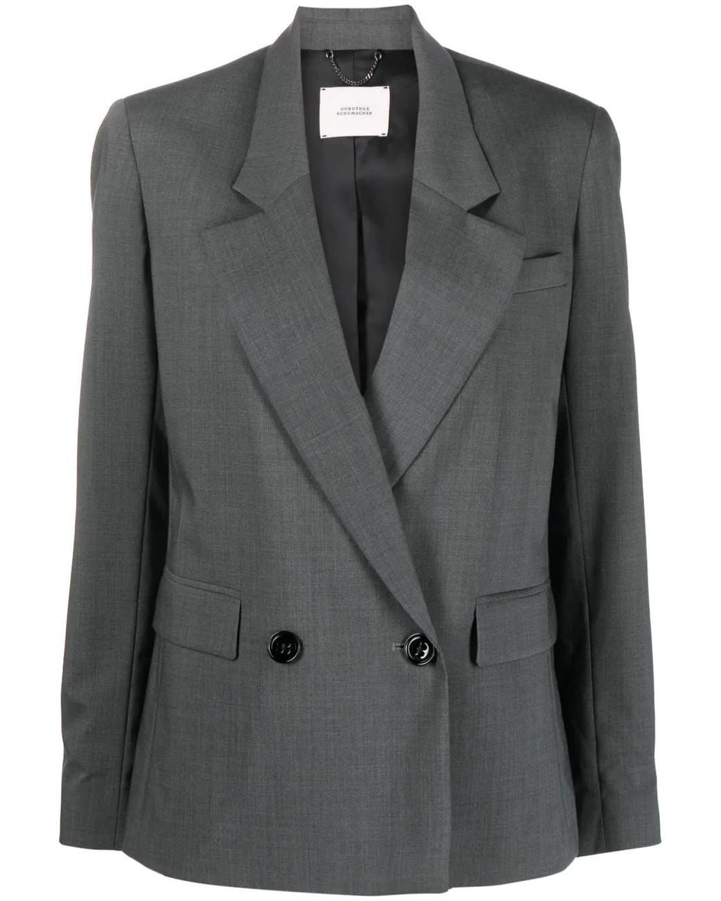 Dorothee Schumacher Black Double-Breasted Virgin Wool-Blend Blazer
