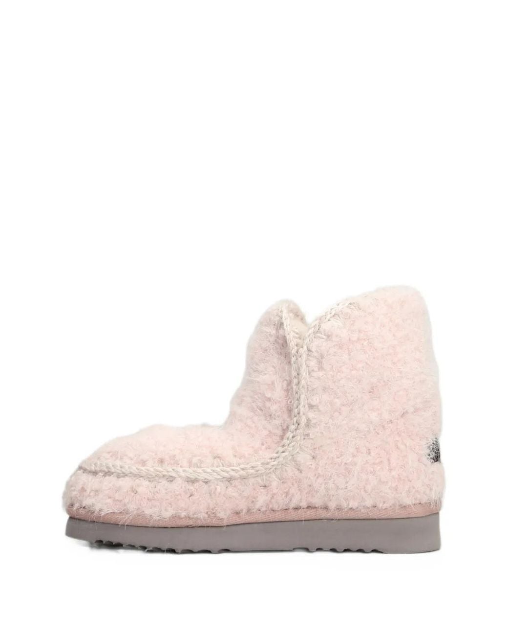 Mou Pink Crochet-Trim Sheepskin Boots