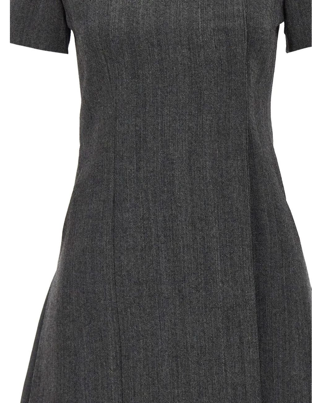 Coperni Black Herringbone-Pattern Asymmetrical-Closure Mini Dress