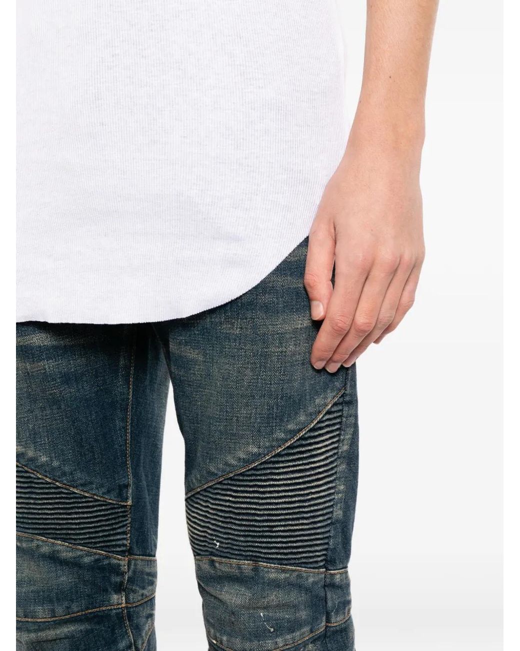 Vaqueros Biker A Paneles Balmain de hombre de color Black
