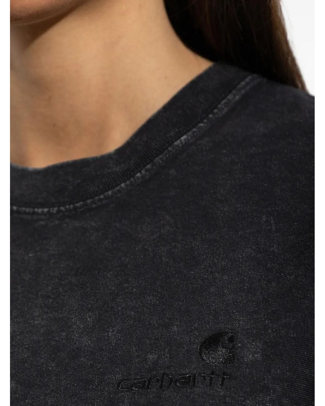 Carhartt Black S/S Lambert Logo-Embroidered Acid-Wash T-Shirt