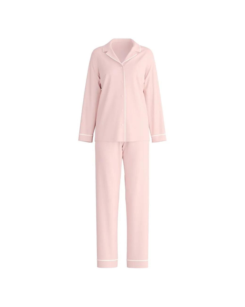 Calida Pink Night Lovers Piping-Detail Button-Front Pyjamas