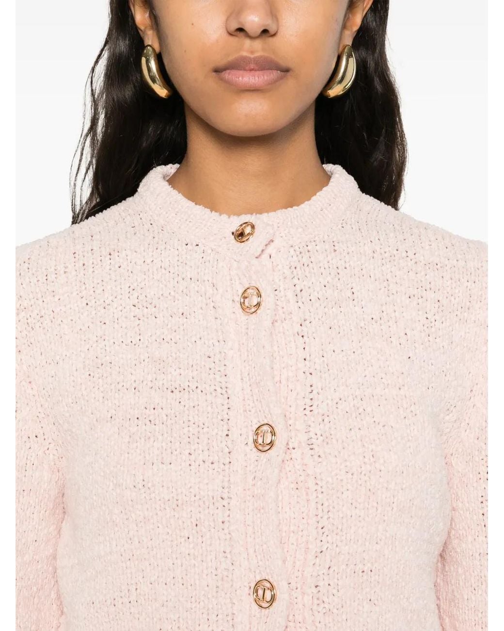 Twinset Vest Met Logo-Knopen in het Pink