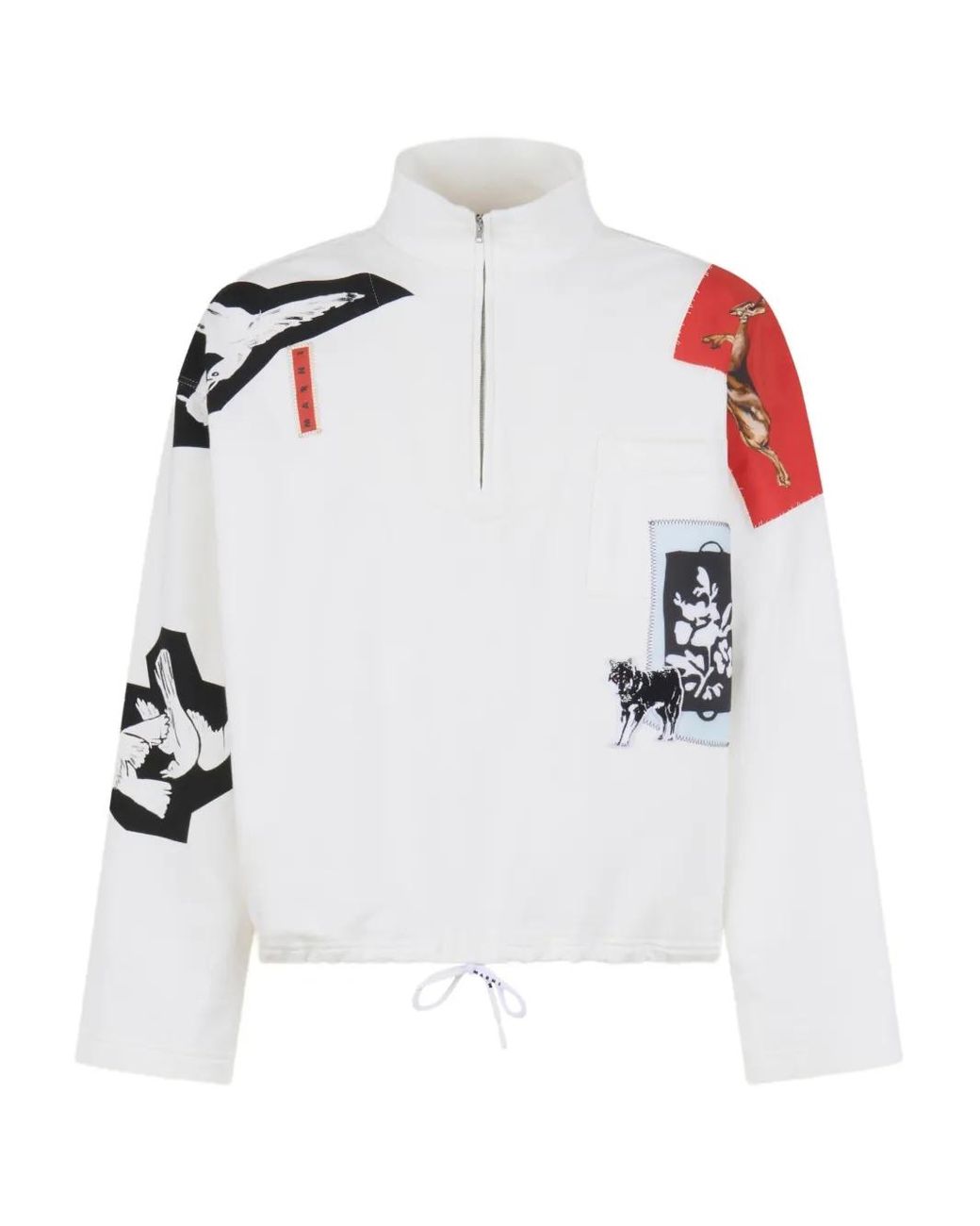 Marni White Graphic-Print Pullover for men