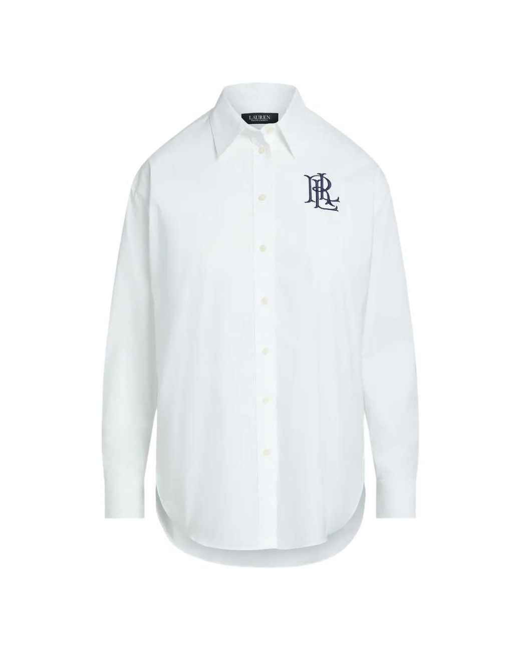 Ralph Lauren White Logo-Embroidered Button-Down Shirt