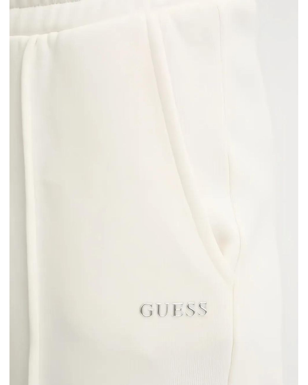 Guess White Drawstring Wide-Leg Trousers