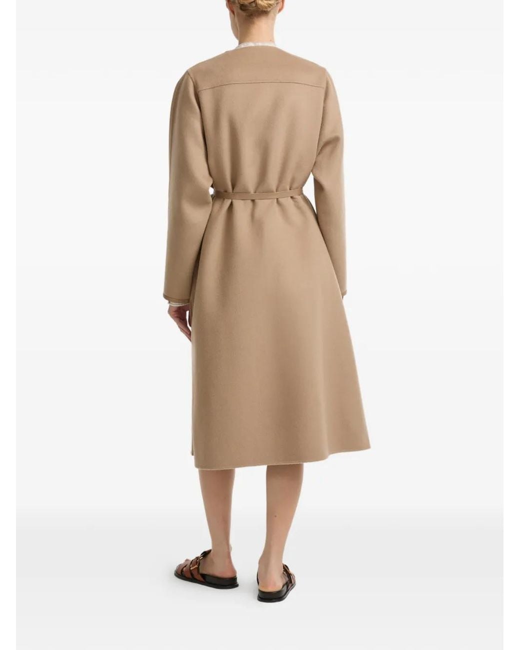 Yves Salomon Natural Double-Sided Belted Coat