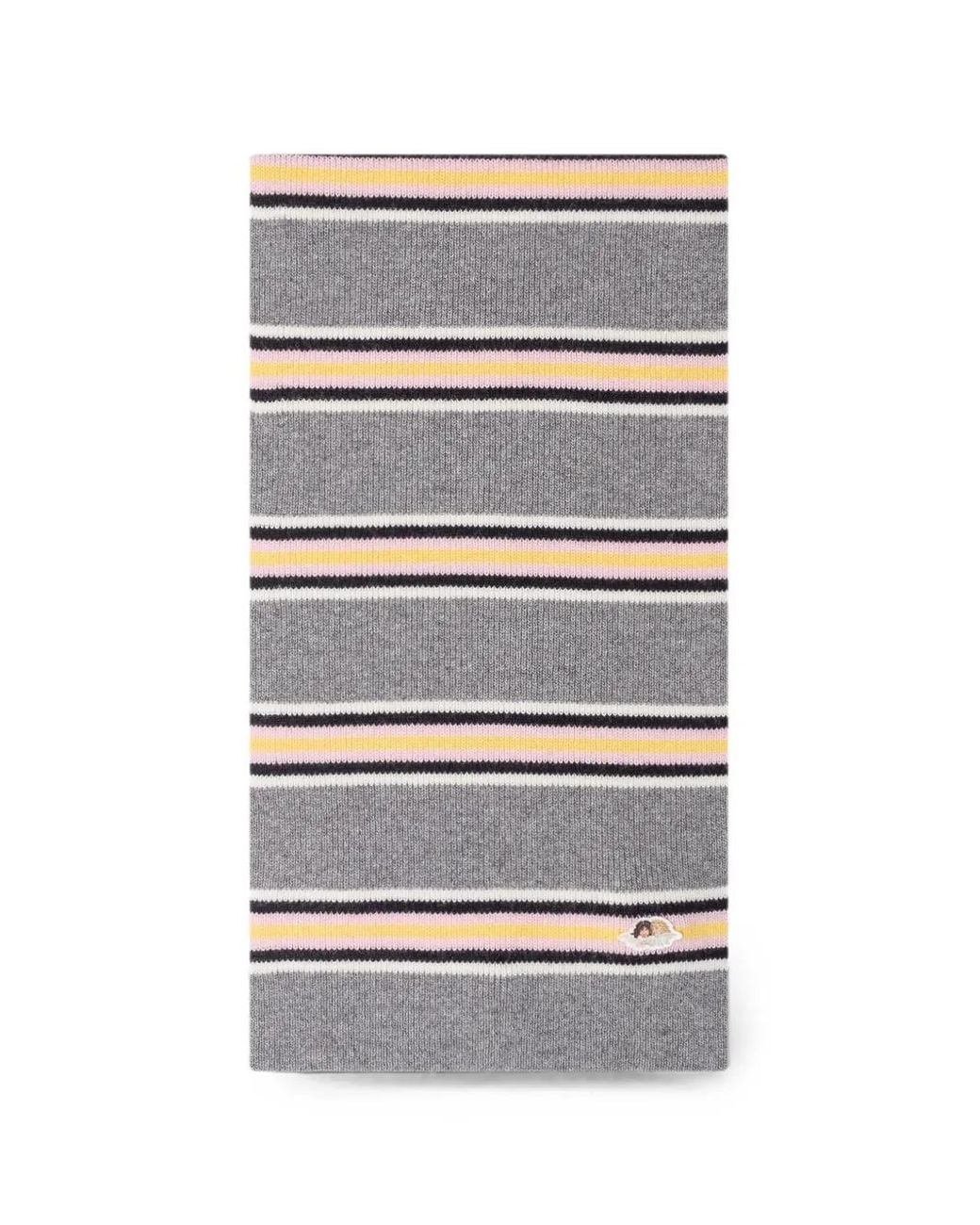 Fiorucci Gray Gestreifter Schal Mit Engel-Patch